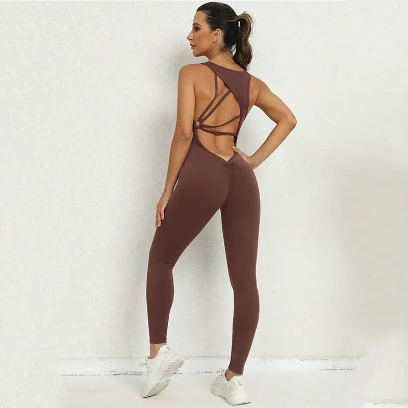 Women's Sleeveless Yoga Jumpsuit for Fitness and Running