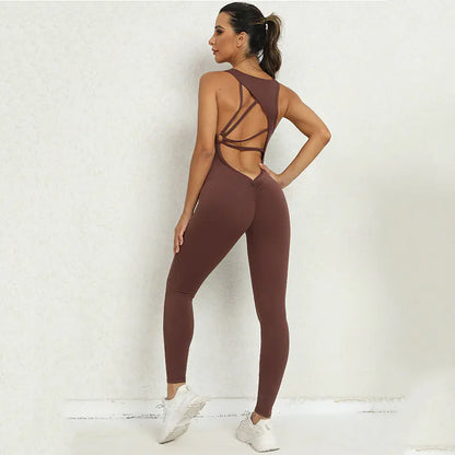 Women's Sleeveless Yoga Jumpsuit for Fitness and Running